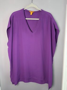Joe Fresh Purple V Neck Cap Sleeve Tunic Blouse XL